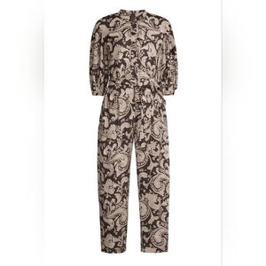 Rebecca Taylor Brown and Cream Paisley Jumpsuit